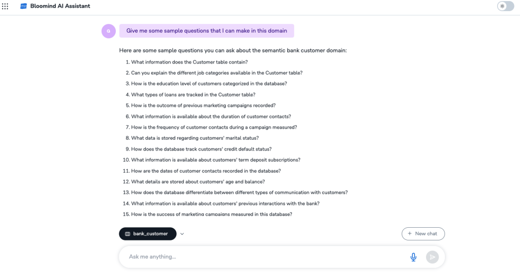 Stratio Data Fabric platform image of a page where questions and response options are displayed.